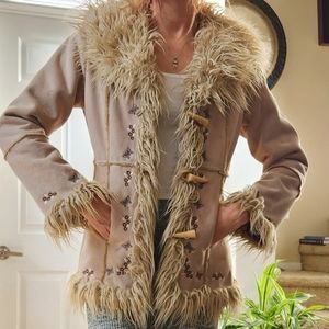 Y2K Feline Penny lane faux fur coat Small